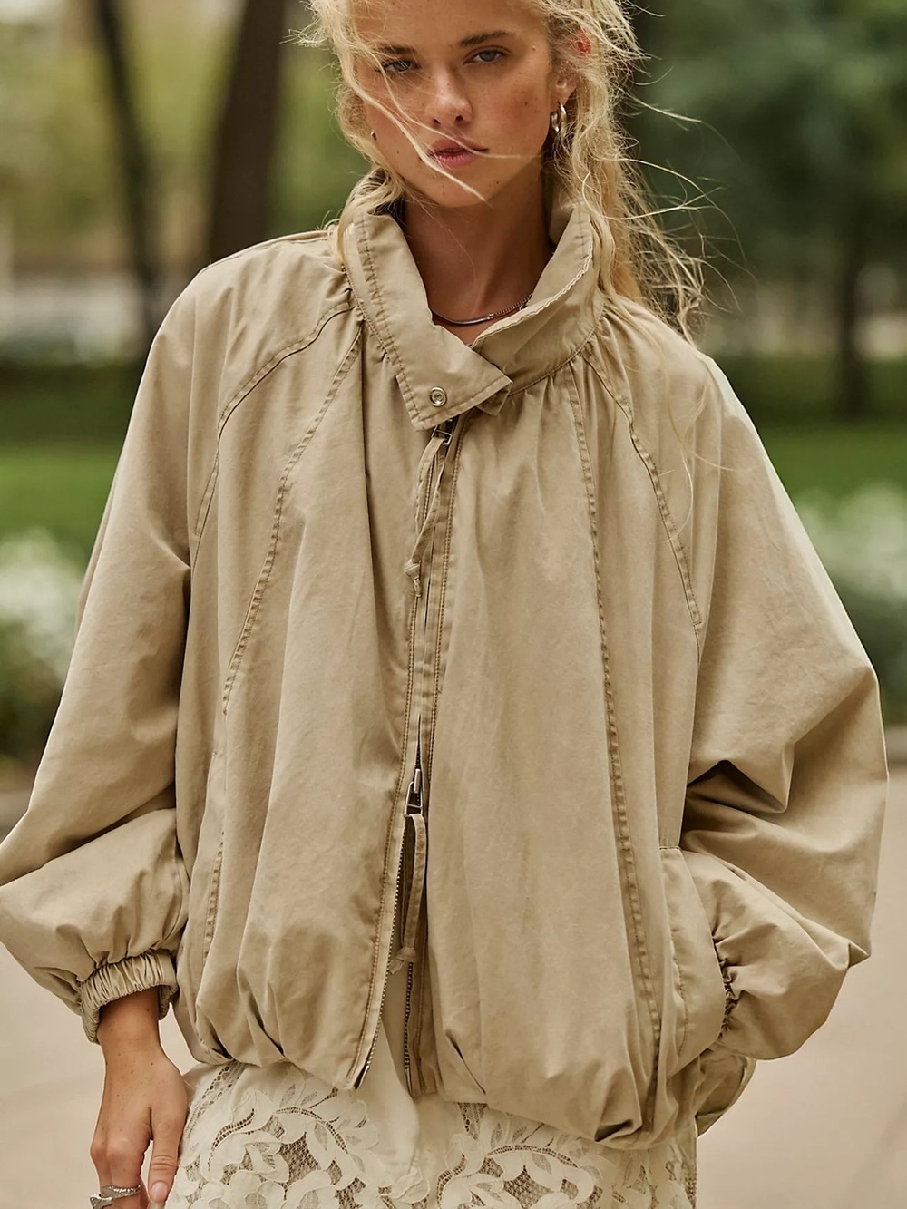 Free People Chelsea Funnel-Neck Jacket in Oatmeal NEW WITHOUT TAGS NWOT XS